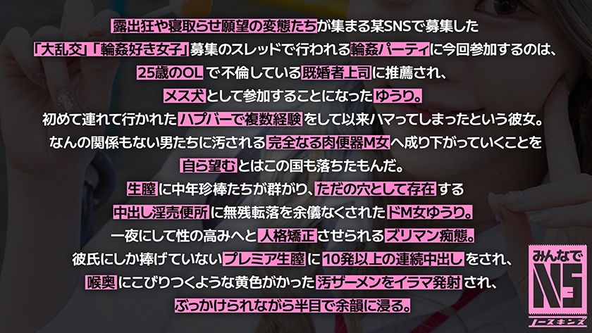 702NOSKN-059 ガチ中出し5P大輪●！2秒で大量潮吹きする変態ドM25歳OLが不倫相手に推薦され中出し輪● 素人コスプレイヤーゆうり(25) 桐香ゆうり Sample 2